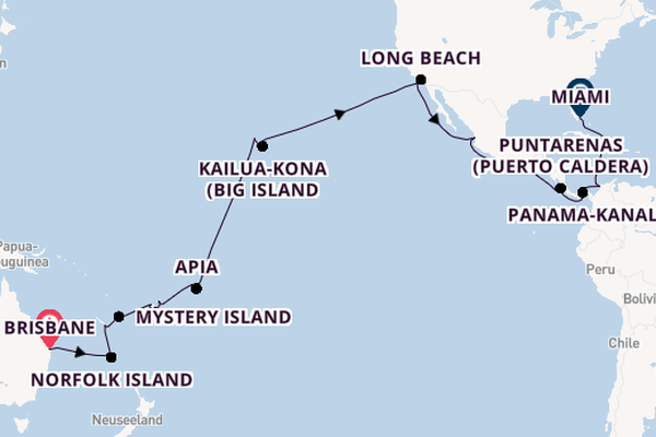 Transpazifik ab Brisbane, Australien auf der Seabourn Quest