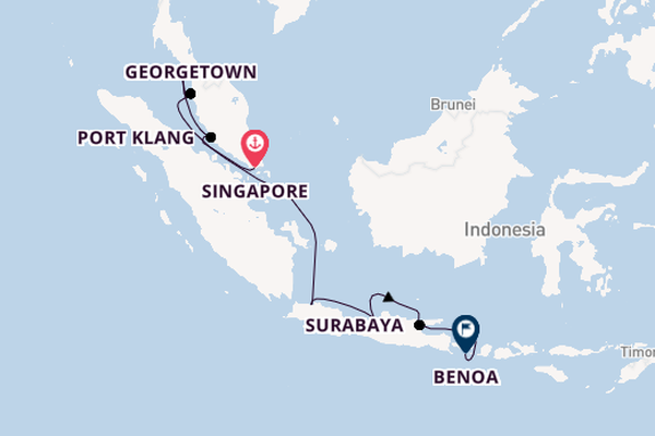 Zuidoost-Azië vanaf Singapore, Singapore met de Seven Seas Mariner