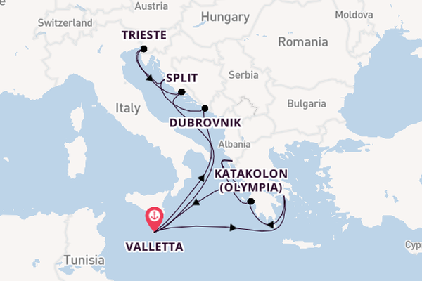 Mediterranean from Valletta, Malta with the Azura