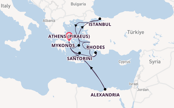 Eastern Mediterranean from Athens (Piraeus), Greece with the Nieuw Statendam