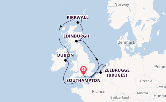 British Isles from Southampton, England with the Norwegian Sky