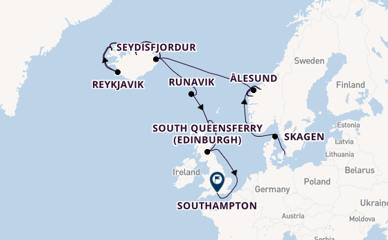 Arctic Ocean from Copenhagen, Denmark with the Caribbean Princess