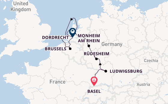 Rhine River, Europe from Basel, Switzerland with the AmaFiora