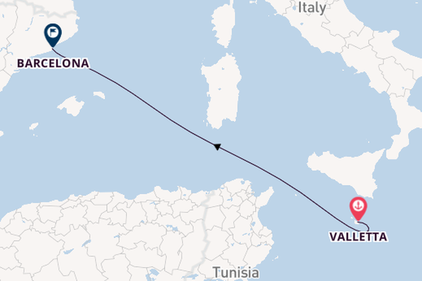 Western Mediterranean from Valletta, Malta with the MSC Magnifica