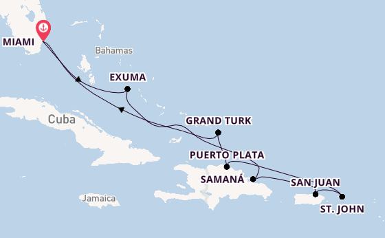 Caribbean vanaf Miami, Verenigde Staten met de Silver Shadow