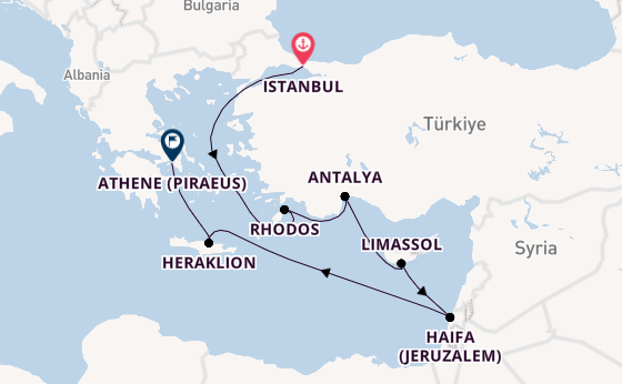 Oostelijke Middellandse Zee vanaf Istanbul, Turkije met de Allura