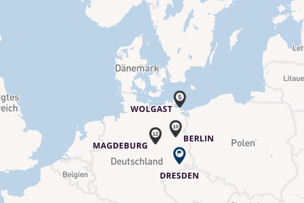 Elbe ab Stralsund, Deutschland auf der VIVA RUBY