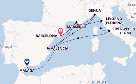 Westliches Mittelmeer ab Barcelona, Spanien auf der MSC Sinfonia