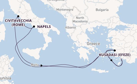 Oostelijke Middellandse Zee vanaf Marmaris, Turkije met de MSC Divina