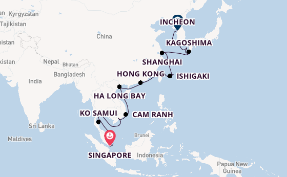 East Asia from Singapore, Singapore with the Seven Seas Explorer