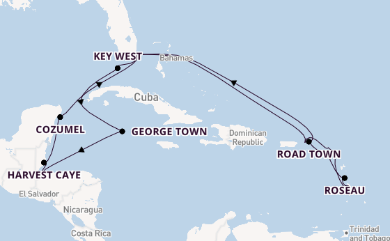 Caribbean vanaf Miami, Verenigde Staten met de Vista