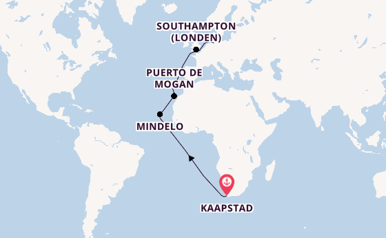 Portugal vanaf Kaapstad, Zuid-Afrika met de Queen Anne