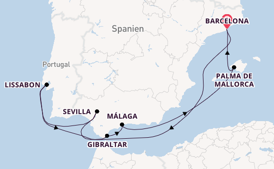 Westliches Mittelmeer ab Barcelona, Spanien auf der Carnival Sunshine