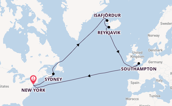 Transatlantic from New York, USA with the Queen Mary 2