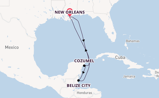 Western Caribbean from New Orleans, Louisiana, USA with the Carnival Liberty