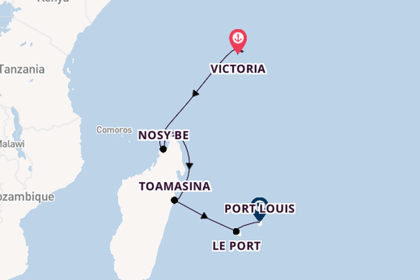Indische Oceaan vanaf Victoria, Seychellen met de MS EUROPA