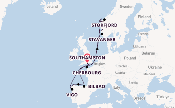 Norway from Southampton, England with the Arvia