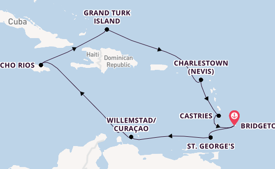 Southern Caribbean from Bridgetown, Barbados with the Britannia 