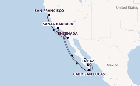 Amerikaanse Westkust vanaf San Diego, Verenigde Staten met de Koningsdam