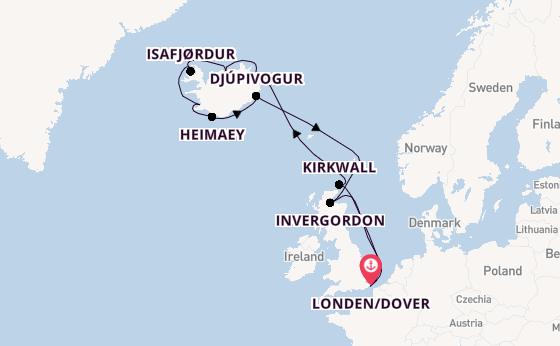 Arctica vanaf Londen/Dover, Groot-Brittannië met de Seabourn Ovation
