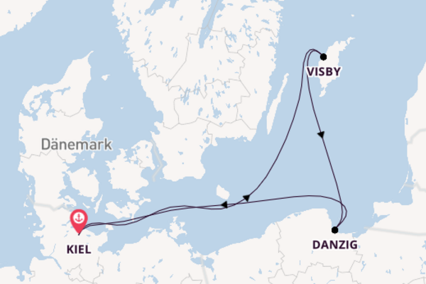 Einmalige Kreuzfahrt über Visby nach Kiel
