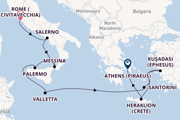Mediterranean Sea from Rome (Civitavecchia), Italy with the Enchanted Princess