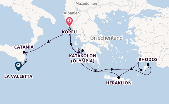 Östliches Mittelmeer ab Korfu, Griechenland auf AIDAblu