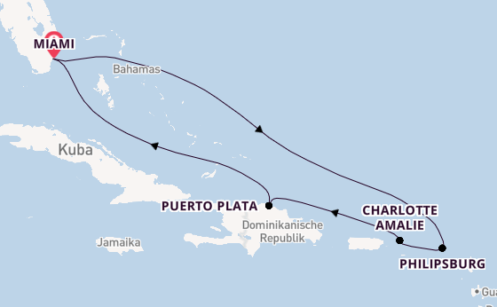 Karibik ab Miami auf der MSC Seashore