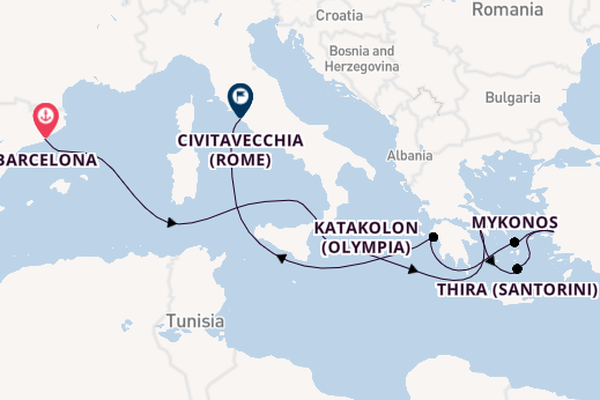 Middellandse Zee vanaf Barcelona, Spanje met de Celebrity Equinox