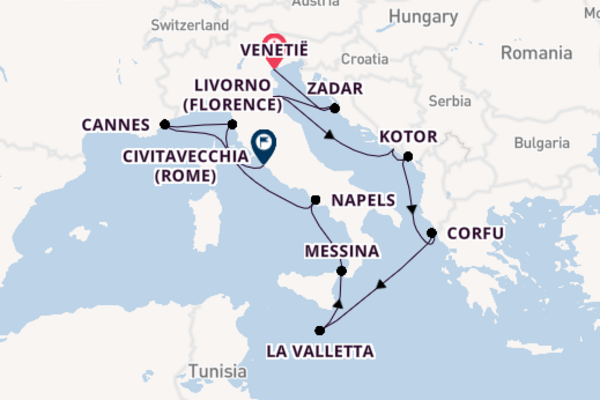 Middellandse Zee vanaf Venetië, Italië met de Norwegian Viva