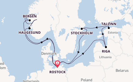 Noorwegen vanaf Rostock, Warnemünde, Duitsland met AIDAdiva