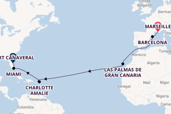 Transatlantic & Repositioning from Marseille, France with the MSC Grandiosa