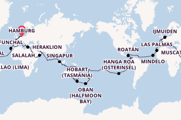 Weltreise ab Hamburg, Deutschland auf der VASCO DA GAMA