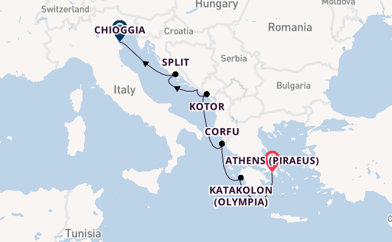 Eastern Mediterranean from Athens (Piraeus), Greece with the Viking Sky