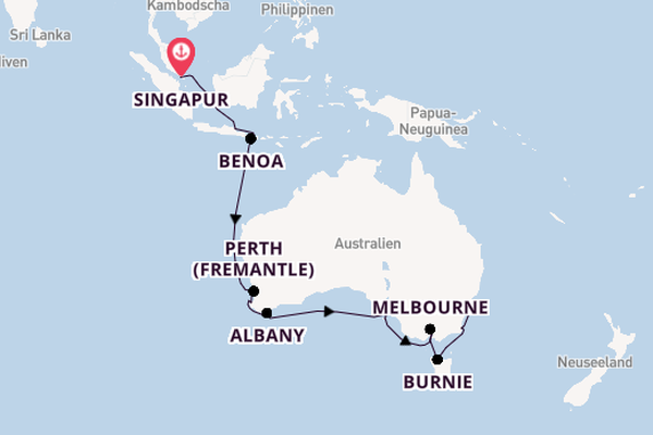 Australien ab Singapur, Singapur auf der Norwegian Spirit