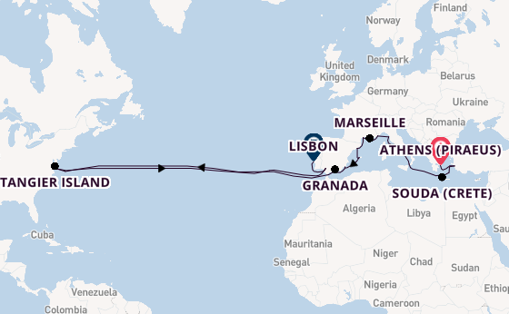 Transatlantic from Athens (Piraeus), Greece with the Viking Sky