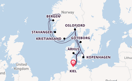 Noorwegen vanaf Kiel, Duitsland met AIDAprima