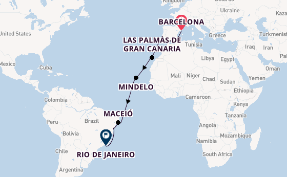 Transatlantic from Barcelona, Spain with the Costa Diadema