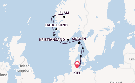 Noorwegen vanaf Kiel, Duitsland met AIDAnova