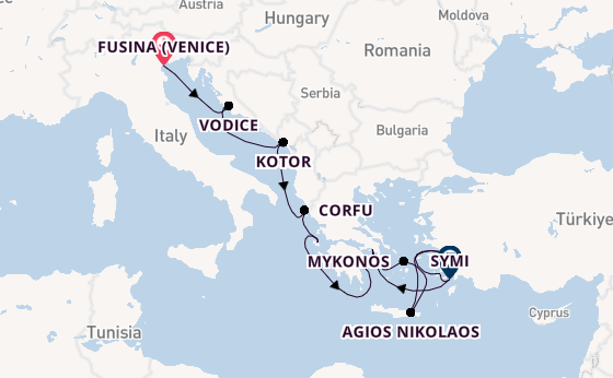 Eastern Mediterranean from Fusina (Venice) with the Seabourn Quest