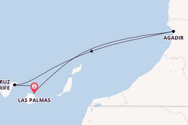 Canarische Eilanden vanaf Las Palmas, Gran Canaria, Spanje met de Costa Smeralda