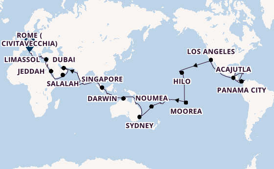 World Cruise from Miami, Florida with the Seven Seas Splendor