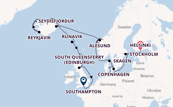 Arctic Ocean from Helsinki, Finland with the Caribbean Princess
