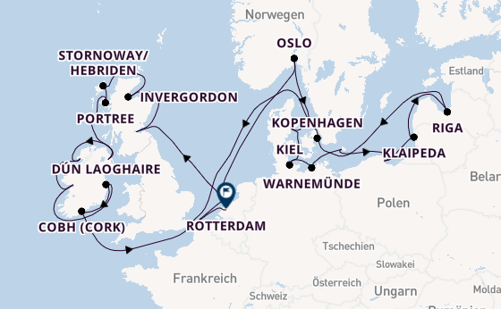 Britische Inseln ab Amsterdam, Niederlande auf der Nieuw Statendam