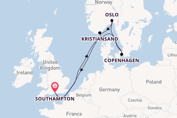 Norway from Southampton, England with the Ventura