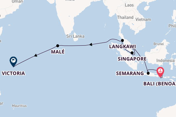 Zuidoost-Azië vanaf Bali (Benoa), Indonesië met de Amadea