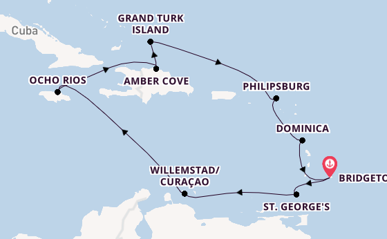 Caribbean from Bridgetown, Barbados with the Britannia 