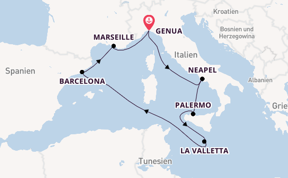 Westliches Mittelmeer ab Genua, Italien auf der MSC Seaview
