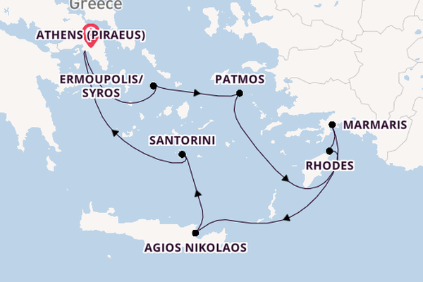 Eastern Mediterranean from Athens (Piraeus), Greece with the Azamara Onward