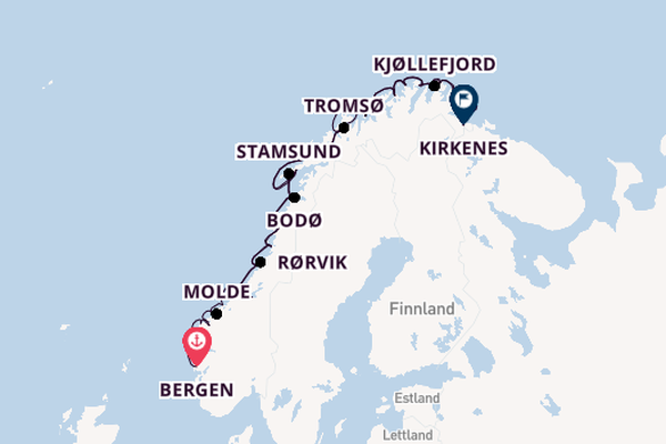 Norwegen ab Bergen, Norwegen auf der MS Vesterålen